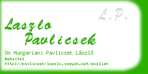 laszlo pavlicsek business card